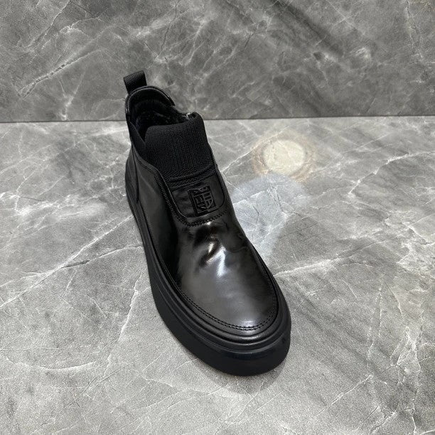 Black Patent Leather Platform Chelsea Boots