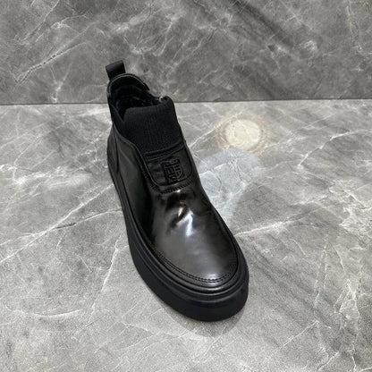 Black Patent Leather Platform Chelsea Boots