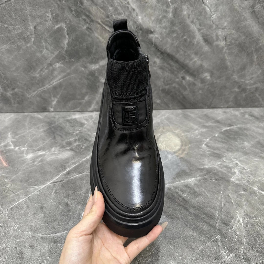Black Patent Leather Platform Chelsea Boots