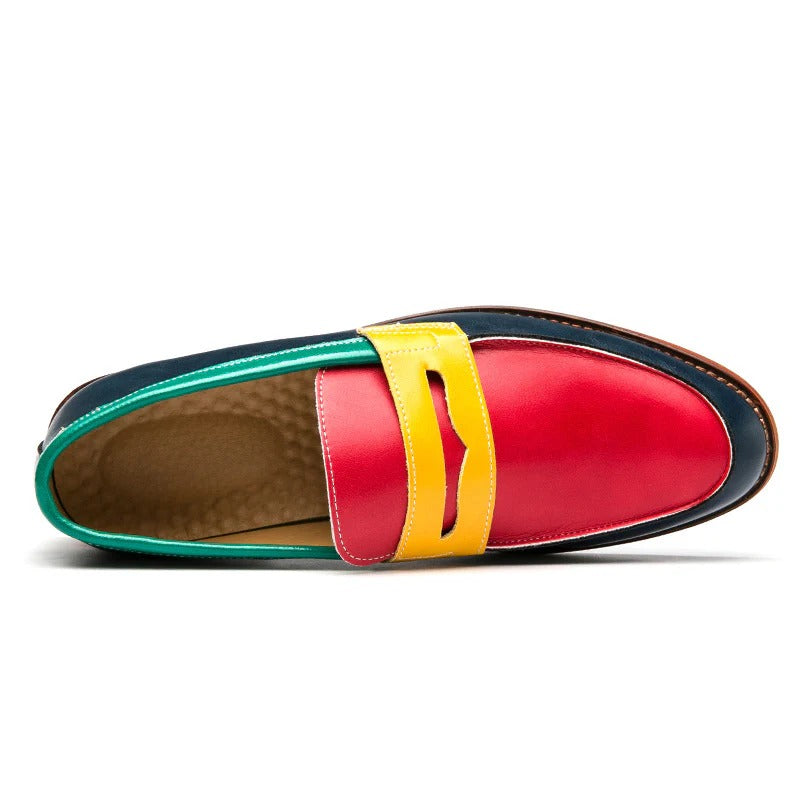 Color-Blocked Leather Penny Loafers