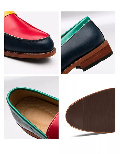 Color-Blocked Leather Penny Loafers