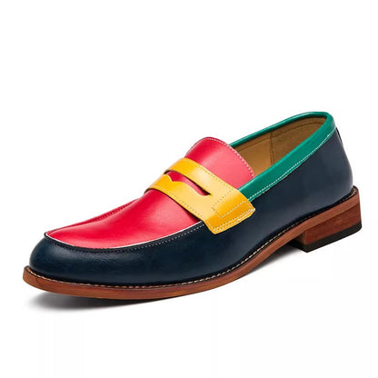 Color-Blocked Leather Penny Loafers