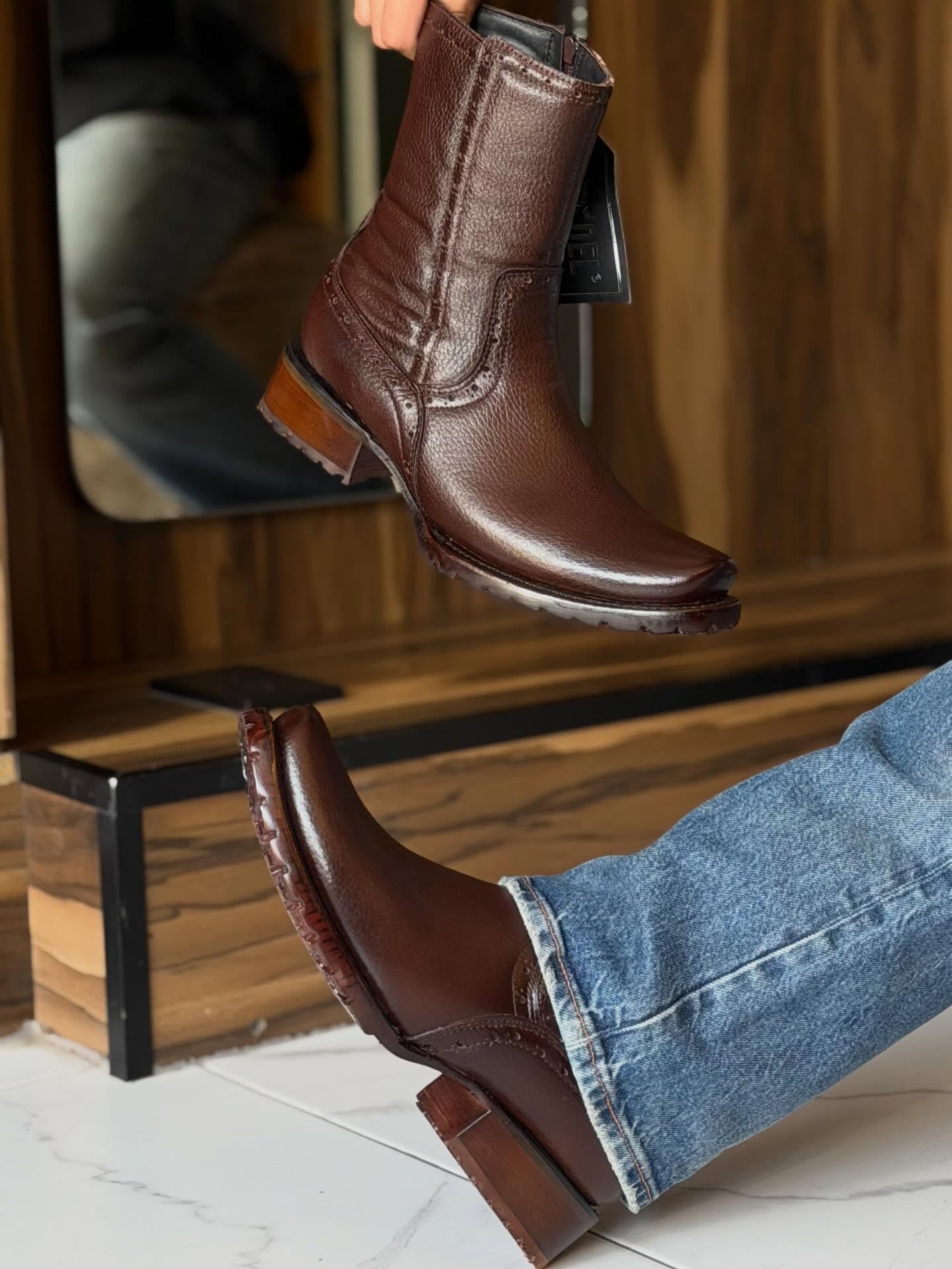Handcrafted Leather Western Ankle Boots