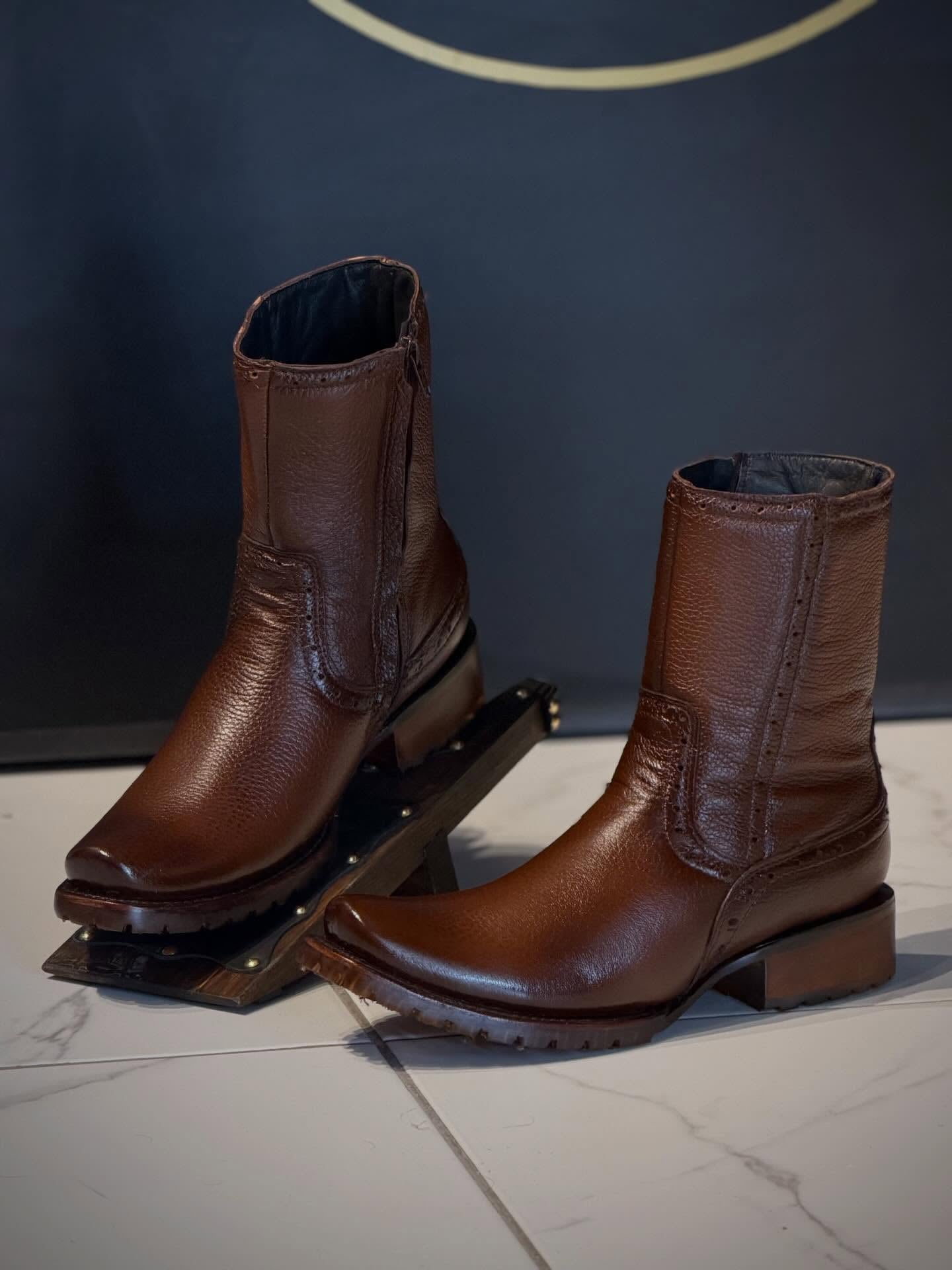 Handcrafted Leather Western Ankle Boots