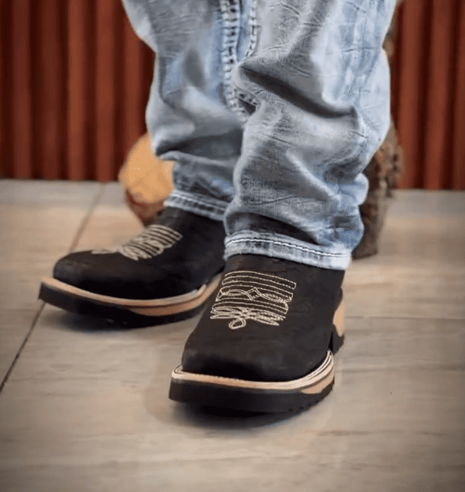 Embossed Leather Western Platform Chelsea Boots