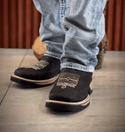 Embossed Leather Western Platform Chelsea Boots