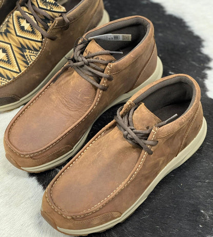 Distressed Leather Western Moc Toe Chukka Boots