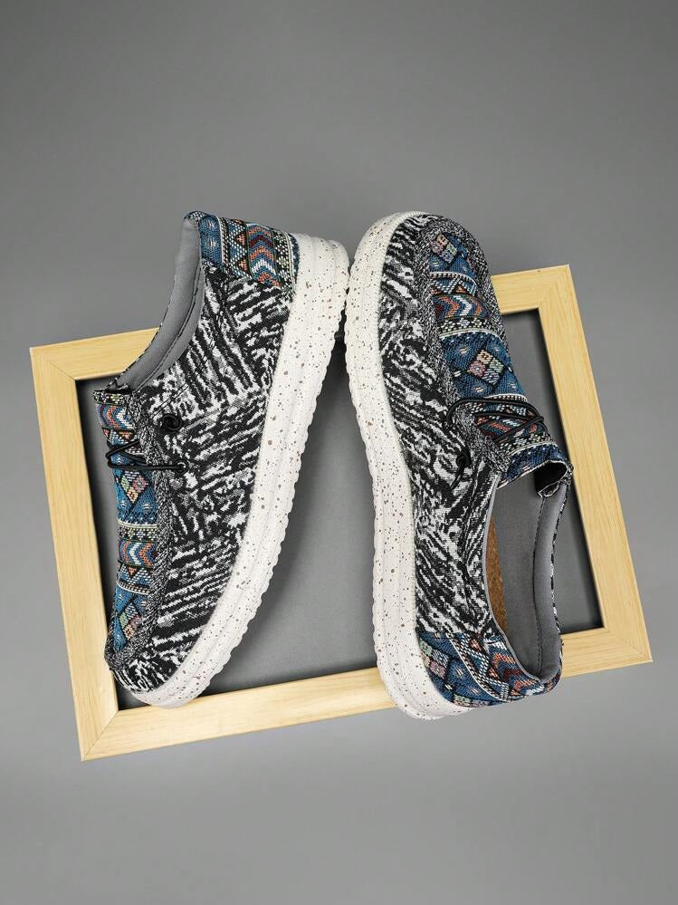 Southwestern Aztec Print Moc Toe Slip-On