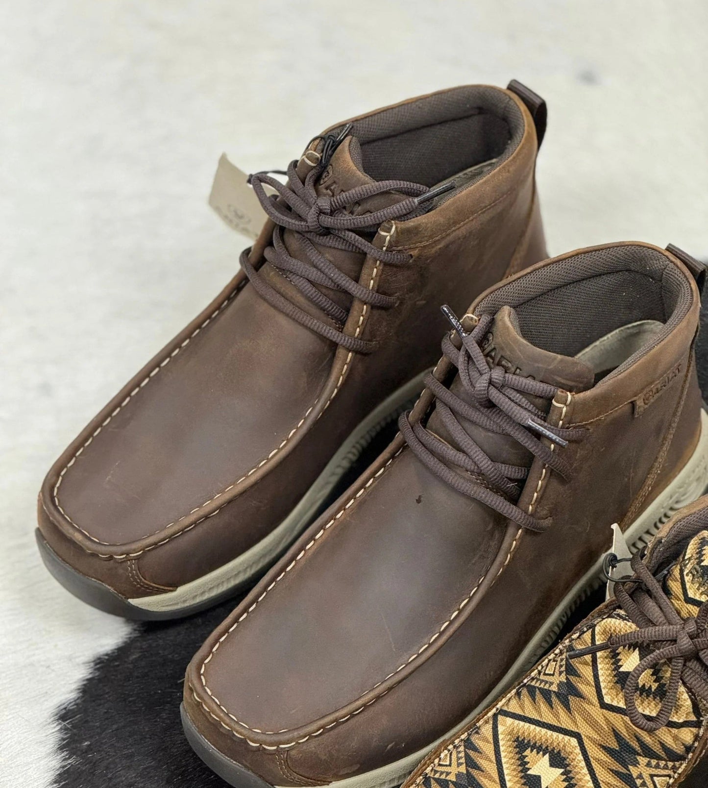 Distressed Leather Western Moc Toe Chukka Boots