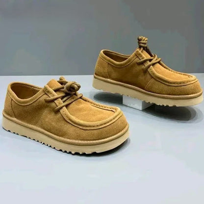 Suede Moc Toe Platform Casual Shoes