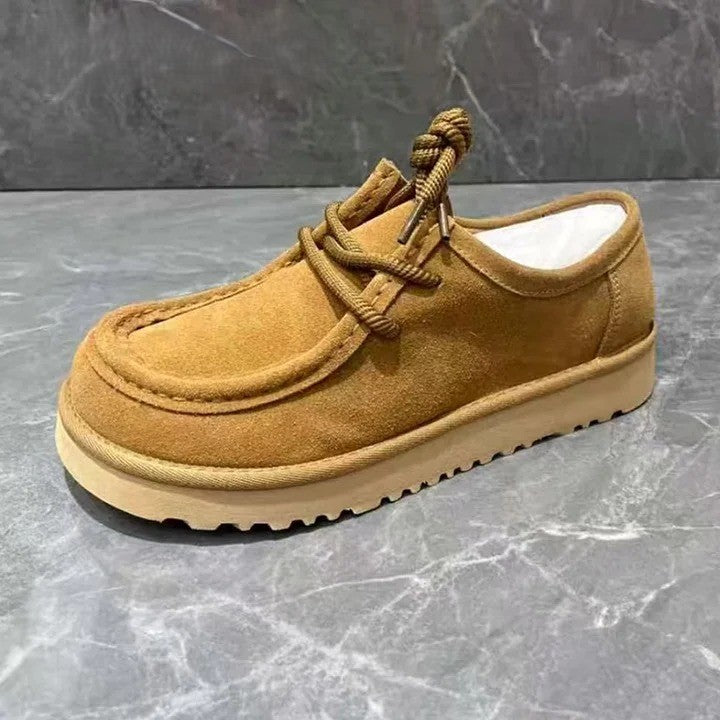 Suede Moc Toe Platform Casual Shoes