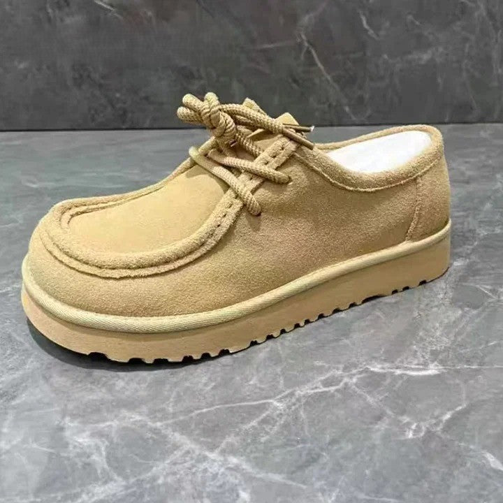 Suede Moc Toe Platform Casual Shoes