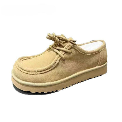 Suede Moc Toe Platform Casual Shoes