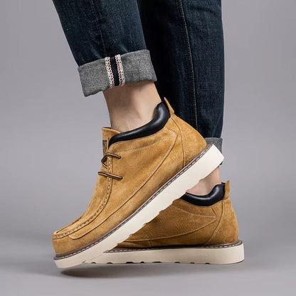 Premium Suede Moc Toe Mid-Top Casual Sneakers