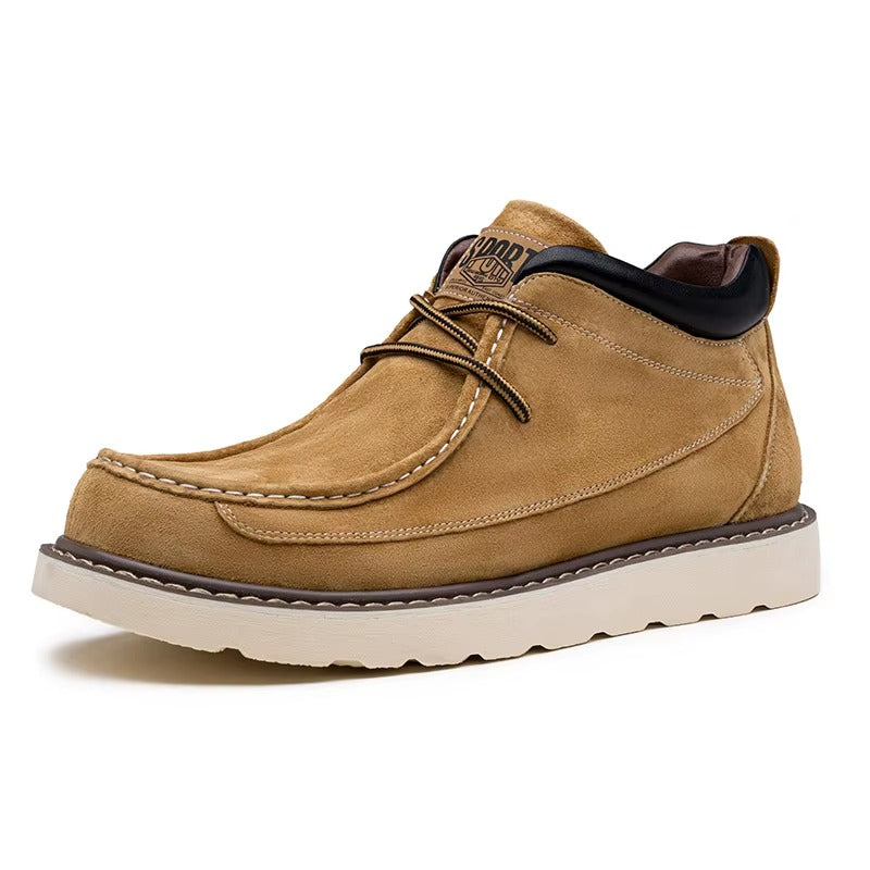 Premium Suede Moc Toe Mid-Top Casual Sneakers
