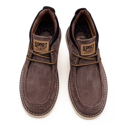 Premium Suede Moc Toe Mid-Top Casual Sneakers