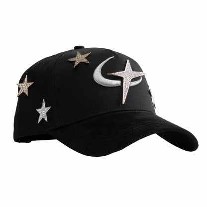 Luxury Rhinestone Star Moon Curved Brim Snapback
