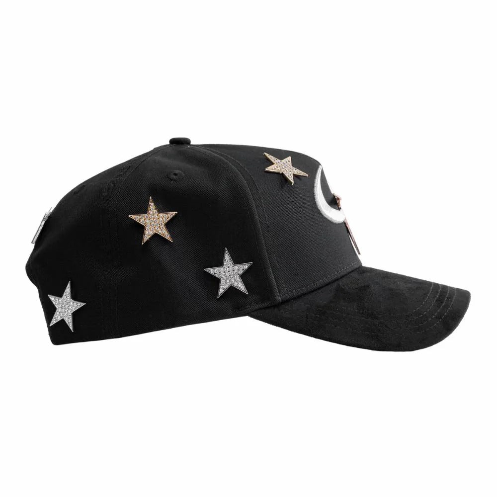 Luxury Rhinestone Star Moon Curved Brim Snapback