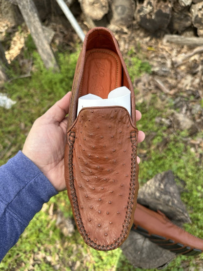Genuine Ostrich Leather Hand-Stitched Loafers