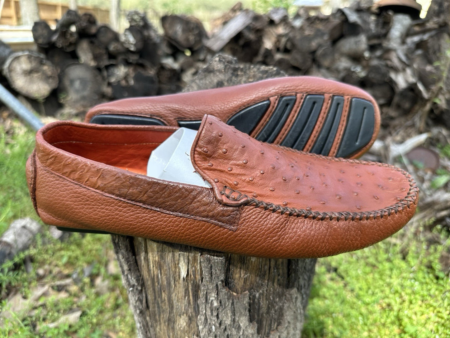 Genuine Ostrich Leather Hand-Stitched Loafers