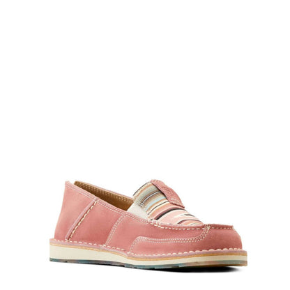 Pink Suede Western Tribal Pattern Loafers