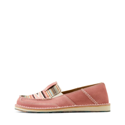 Pink Suede Western Tribal Pattern Loafers