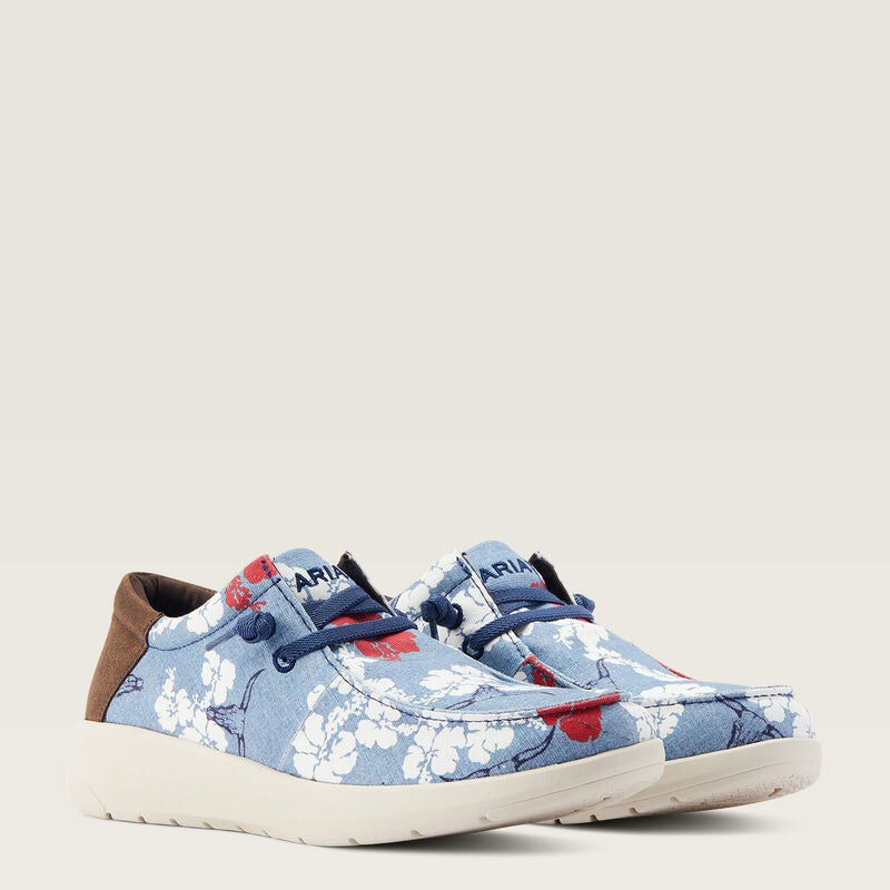 Hawaiian Flower Lightweight Lace-Up Moc Sneakers