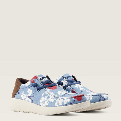 Hawaiian Flower Lightweight Lace-Up Moc Sneakers