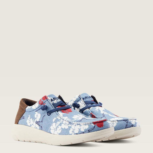 Hawaiian Flower Lightweight Lace-Up Moc Sneakers