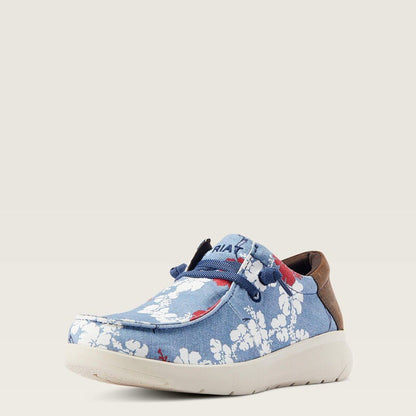 Hawaiian Flower Lightweight Lace-Up Moc Sneakers