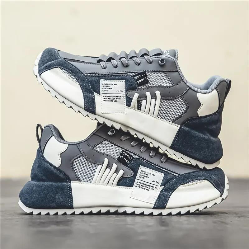 Retro Mixed Panel Suede & Mesh Casual Sneakers