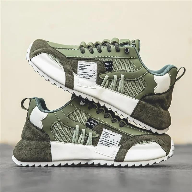 Retro Mixed Panel Suede & Mesh Casual Sneakers