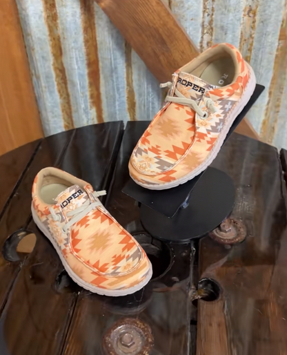 Premium Roper Style Tribal Pattern Comfort Moc Shoes