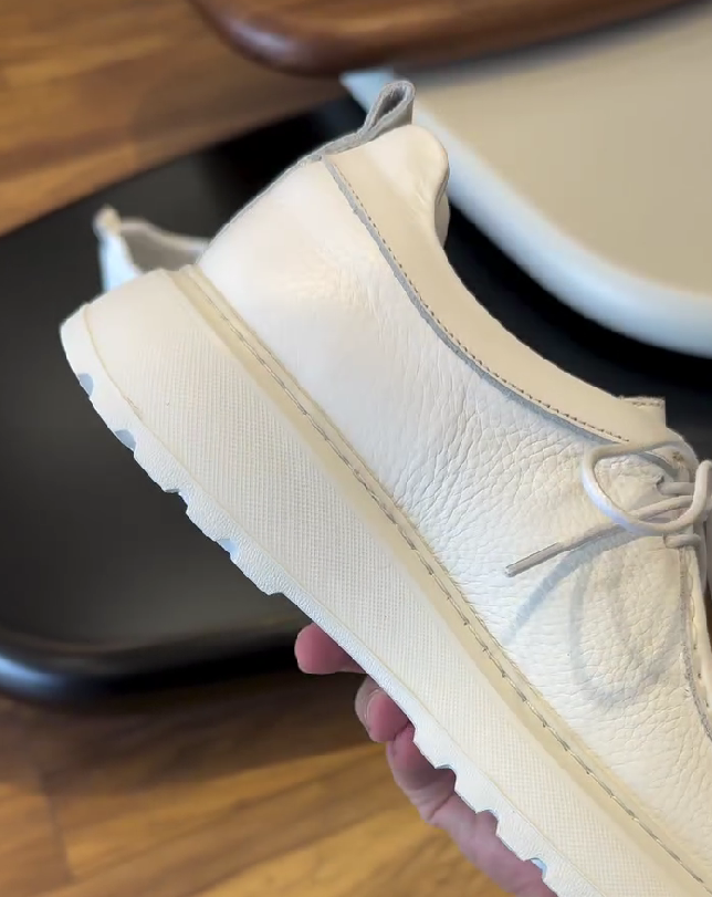 Genuine Leather White Platform Moc Toe Casual Loafers