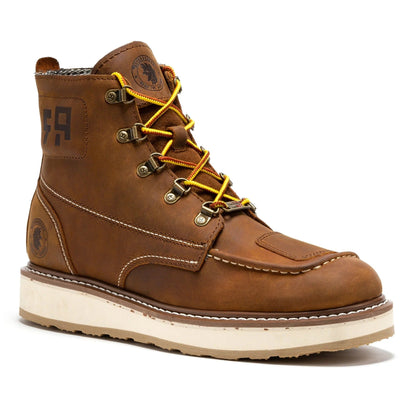 Brown Zip Sided Soft Toe Wedge Work Boots