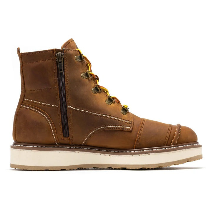 Brown Zip Sided Soft Toe Wedge Work Boots
