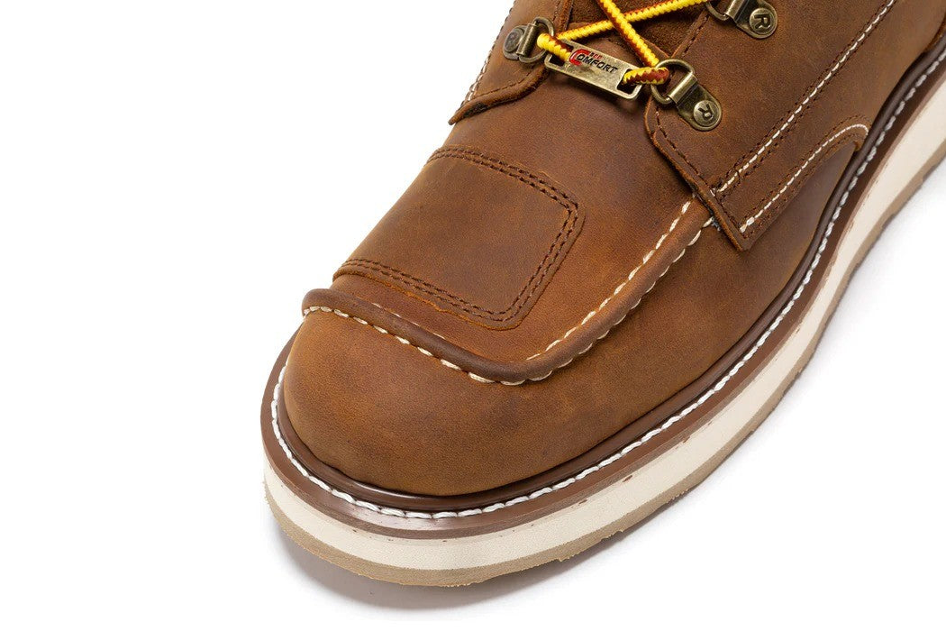 Brown Zip Sided Soft Toe Wedge Work Boots
