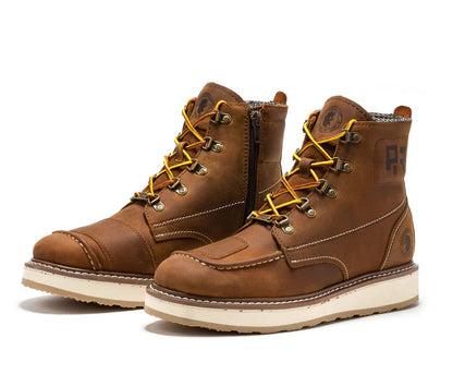 Brown Zip Sided Soft Toe Wedge Work Boots