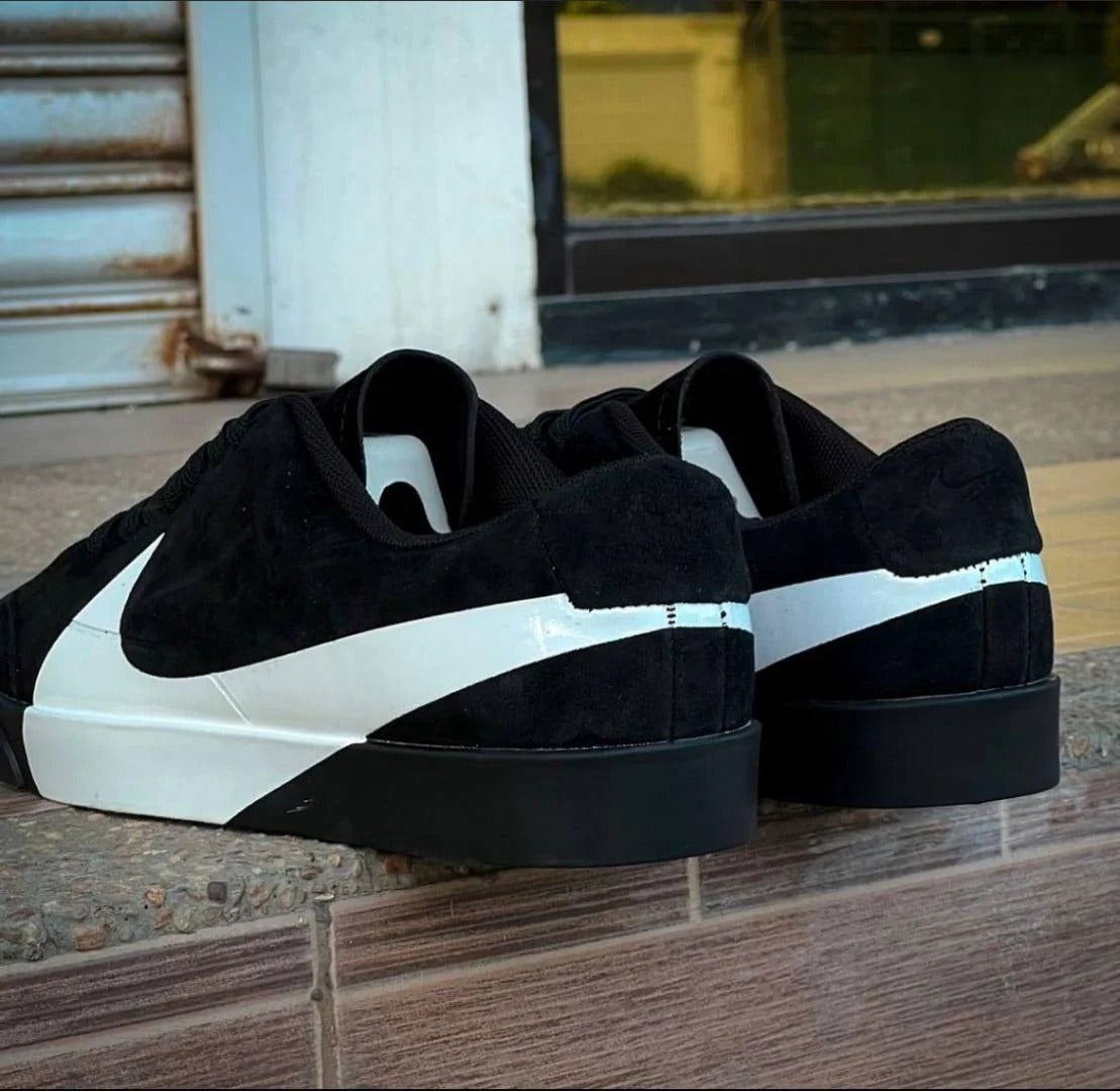 Black Suede Low-Top Skate Sneakers