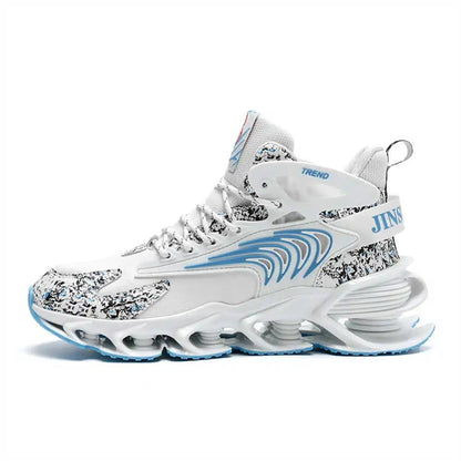 Premium Futuristic Flame-Print Blade Sole Mid-Top Sneakers