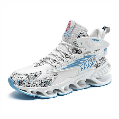 Premium Futuristic Flame-Print Blade Sole Mid-Top Sneakers