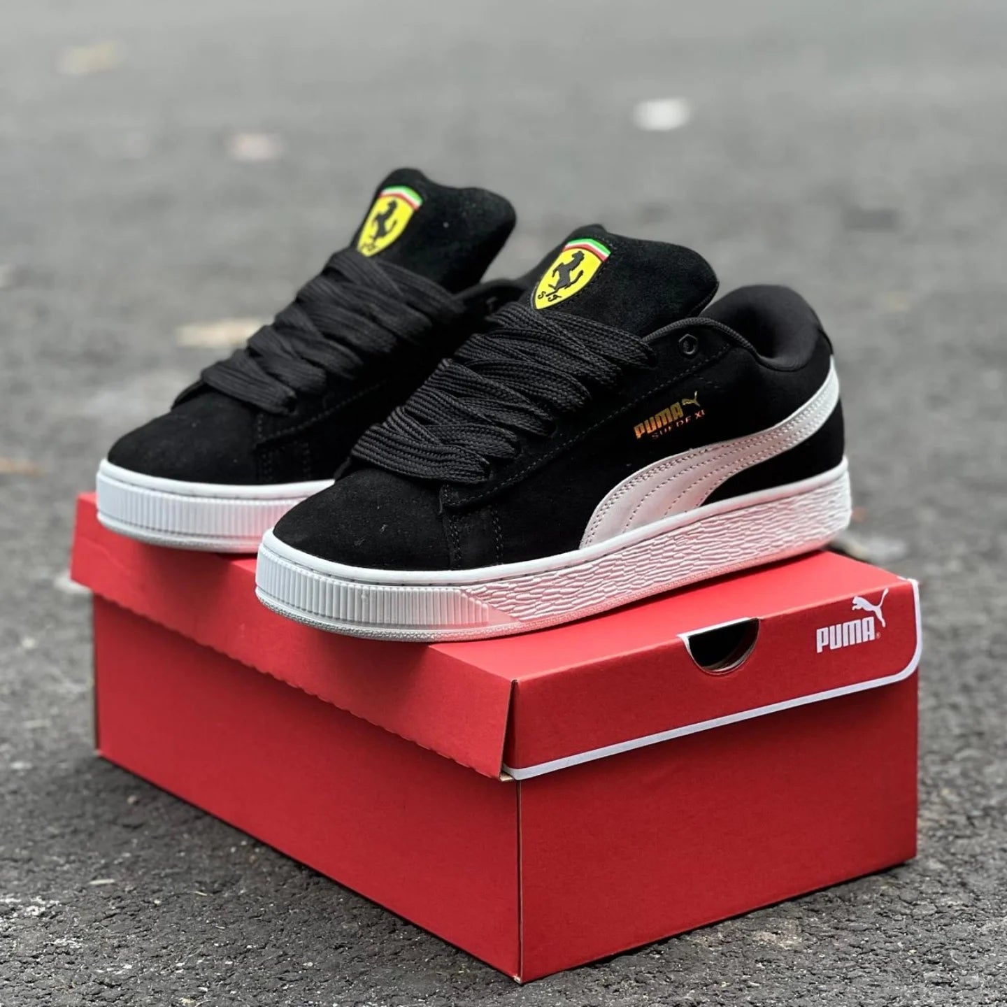 Black Suede Ferrari Sneakers