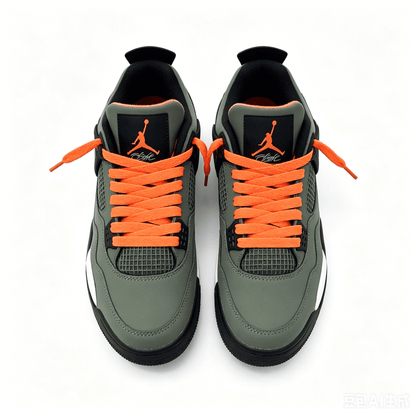 Olive Green & Orange Suede Retro Basketball Sneakers