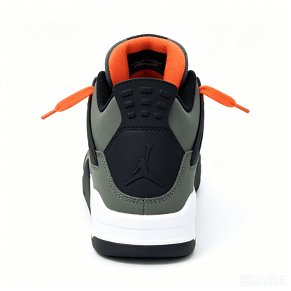 Olive Green & Orange Suede Retro Basketball Sneakers