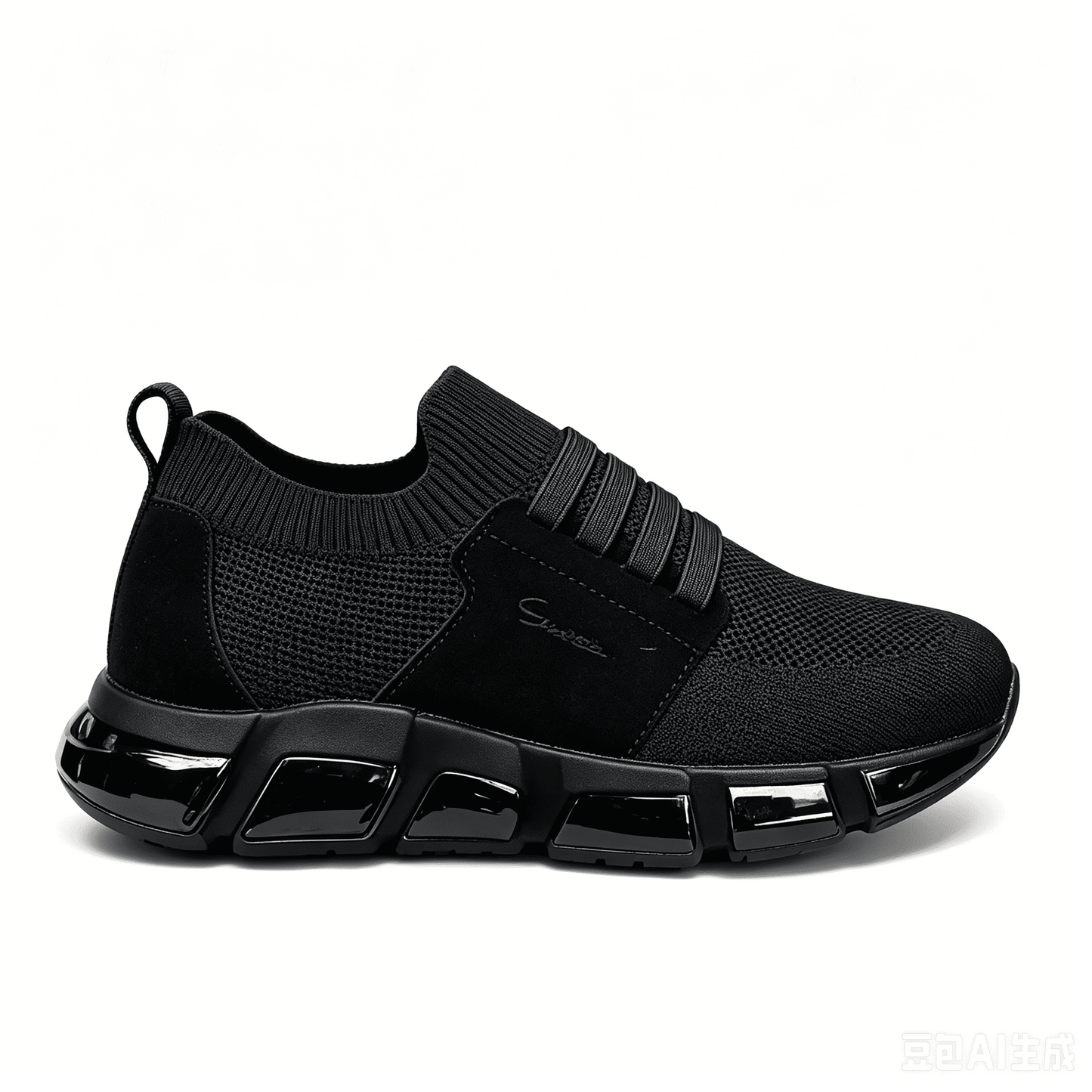 Mixed-Media Knit Air Cushion Sneakers