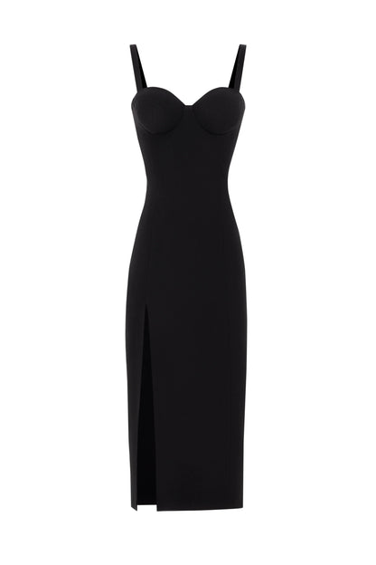 Noir Sweetheart Midi Dress