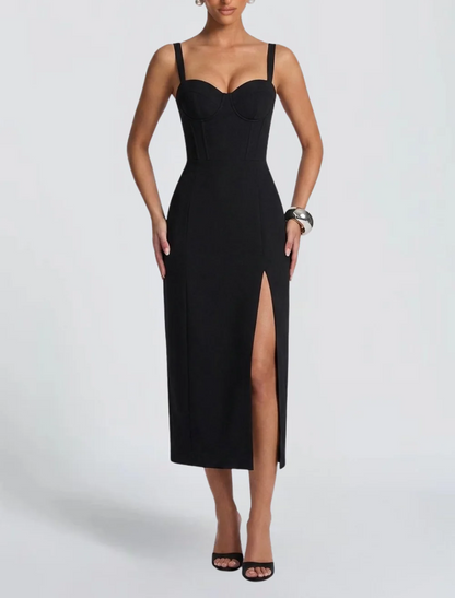 Noir Sweetheart Midi Dress
