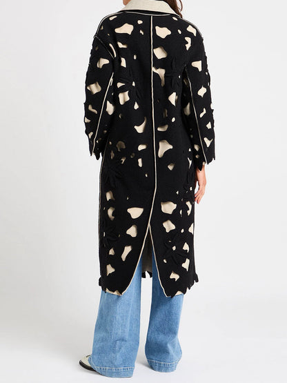 Floral Single-breasted Cutout Coat