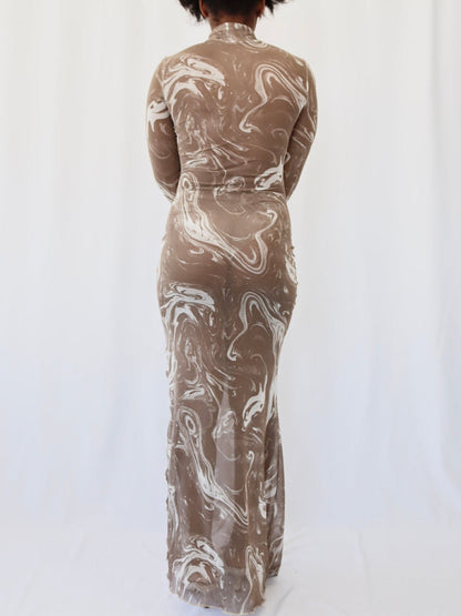 Crisscross Paneling Printed Maxi Dress