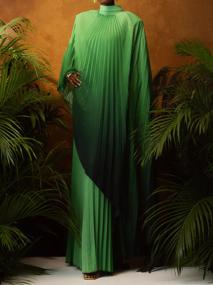 Asymmetric Hem Pleated Dress